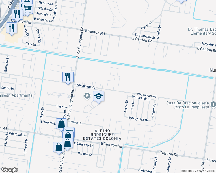 map of restaurants, bars, coffee shops, grocery stores, and more near 2901 East Wisconsin Road in Edinburg