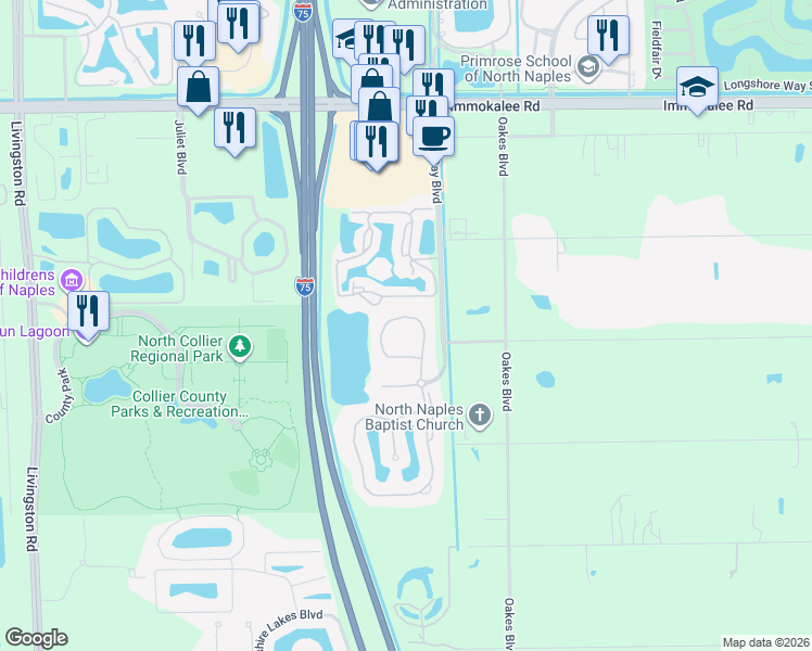 map of restaurants, bars, coffee shops, grocery stores, and more near 1995 Tarpon Bay Drive North in Naples