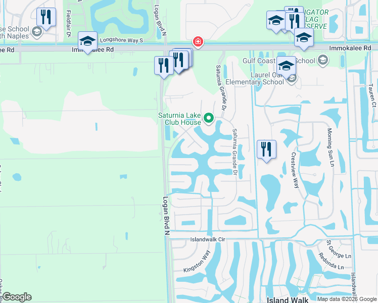 map of restaurants, bars, coffee shops, grocery stores, and more near 1412 Princess Sabal Point in Naples