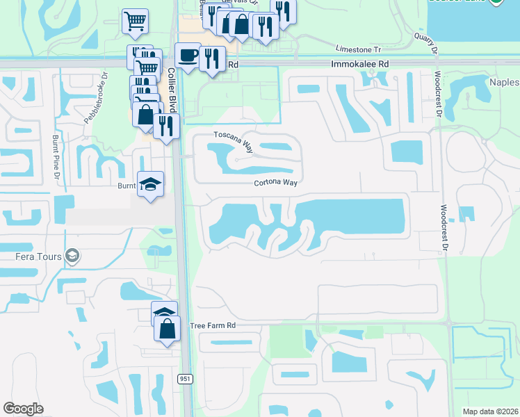 map of restaurants, bars, coffee shops, grocery stores, and more near 2025 Skippers Point in Naples