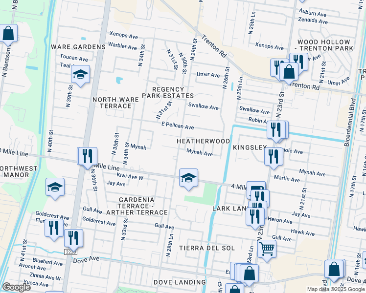 map of restaurants, bars, coffee shops, grocery stores, and more near 6503 North 28th Lane in McAllen