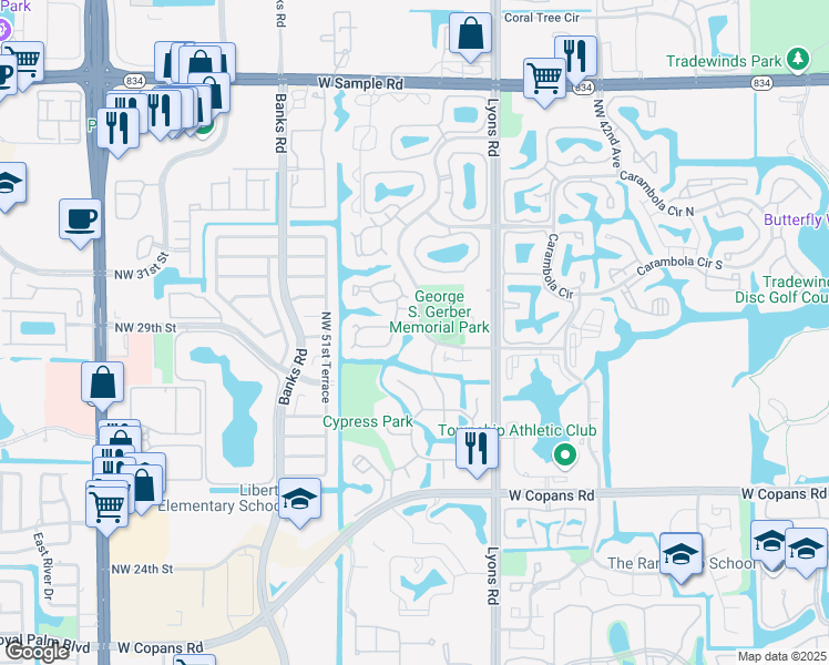 map of restaurants, bars, coffee shops, grocery stores, and more near 3243 Cocoplum Circle in Pompano Beach