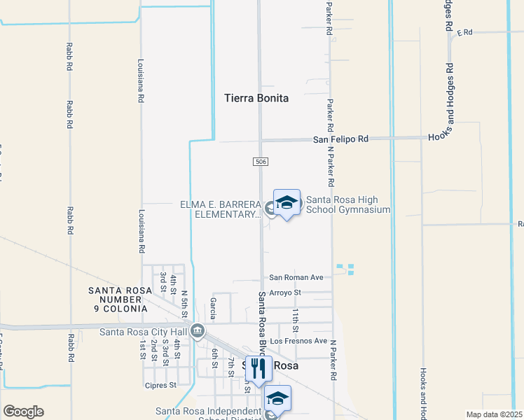 map of restaurants, bars, coffee shops, grocery stores, and more near 20163-20203 Farm to Market 506 in Santa Rosa