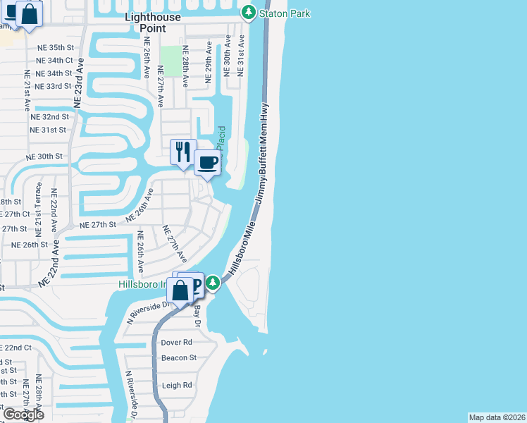 map of restaurants, bars, coffee shops, grocery stores, and more near 939 Florida A1A in Hillsboro Beach
