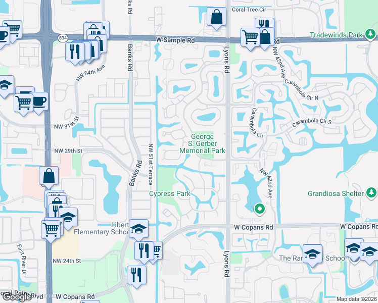 map of restaurants, bars, coffee shops, grocery stores, and more near 3243 Cocoplum Circle in Pompano Beach