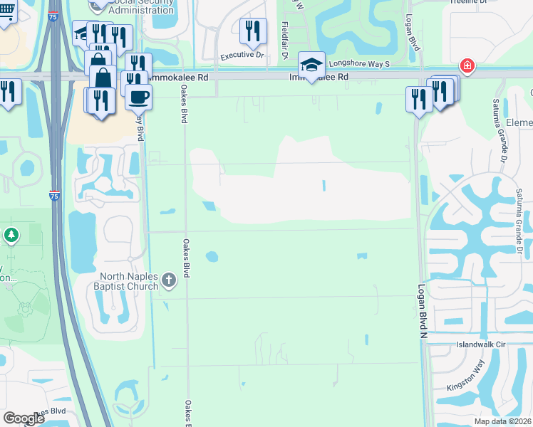 map of restaurants, bars, coffee shops, grocery stores, and more near 6061 Spanish Oaks Lane in Naples
