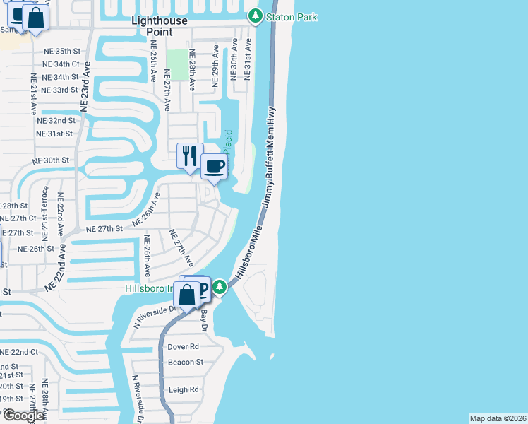 map of restaurants, bars, coffee shops, grocery stores, and more near 939 Florida A1A in Hillsboro Beach