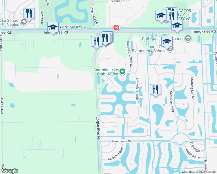 map of restaurants, bars, coffee shops, grocery stores, and more near 1412 Princess Sabal Point in Naples