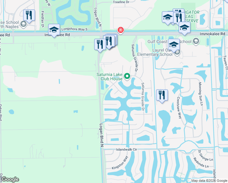 map of restaurants, bars, coffee shops, grocery stores, and more near 1412 Princess Sabal Point in Naples