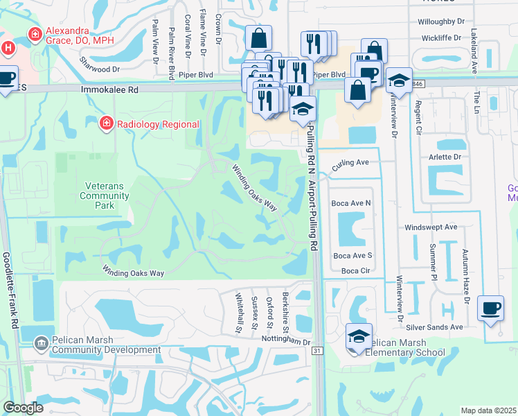 map of restaurants, bars, coffee shops, grocery stores, and more near 2272 Ashton Oaks Lane in Naples