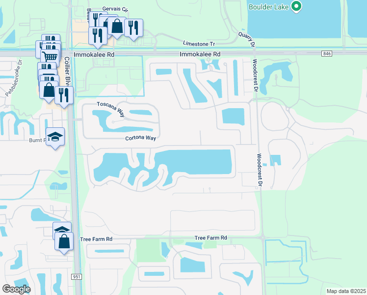 map of restaurants, bars, coffee shops, grocery stores, and more near 2094 Crystal Lake Drive in Naples