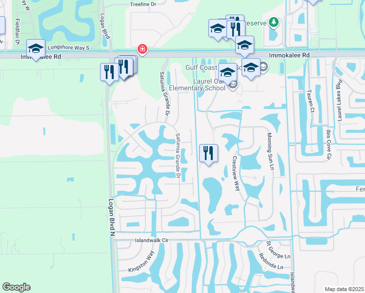 map of restaurants, bars, coffee shops, grocery stores, and more near 2217 Campestre Terrace in Naples