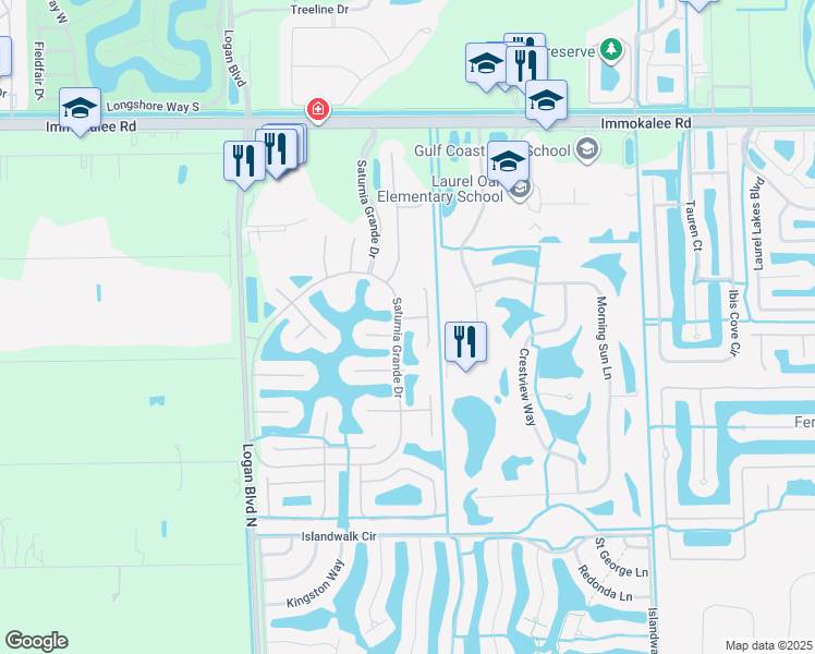 map of restaurants, bars, coffee shops, grocery stores, and more near 2217 Campestre Terrace in Naples