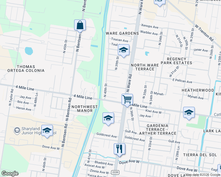 map of restaurants, bars, coffee shops, grocery stores, and more near 3909 Nightingale Avenue in McAllen
