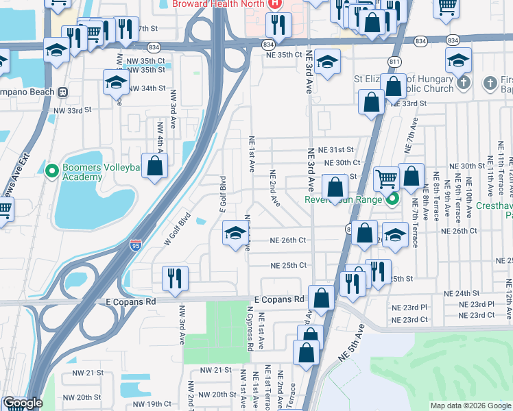 map of restaurants, bars, coffee shops, grocery stores, and more near in Kendall Green
