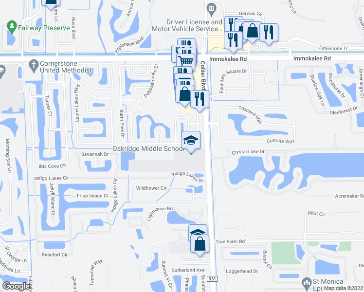 map of restaurants, bars, coffee shops, grocery stores, and more near 323 Burnt Pine Drive in Naples