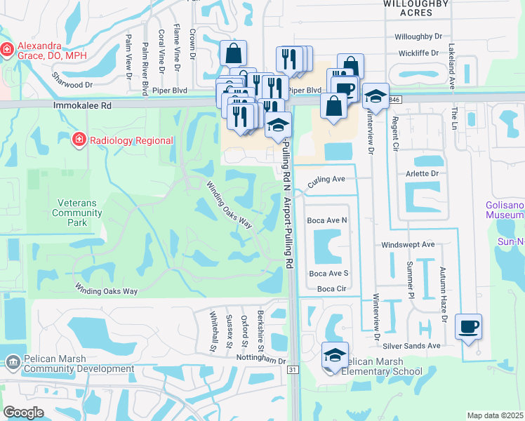 map of restaurants, bars, coffee shops, grocery stores, and more near 2347 Carrington Court in Naples