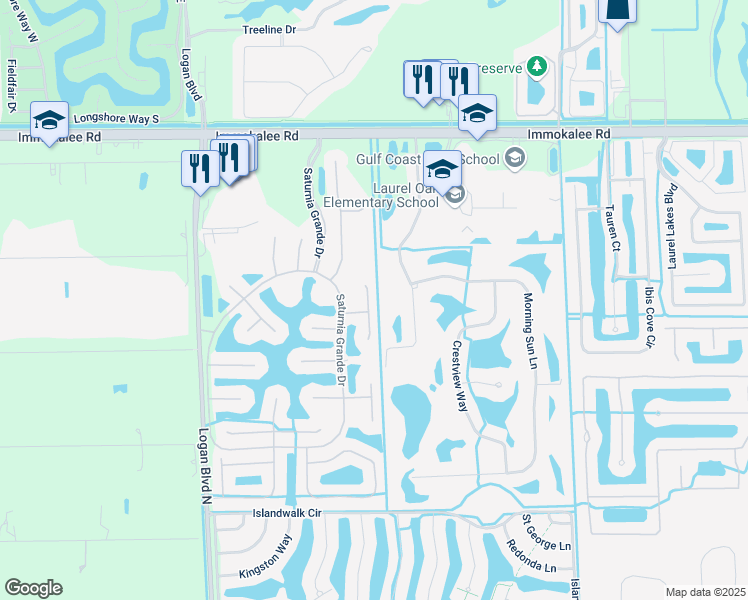 map of restaurants, bars, coffee shops, grocery stores, and more near 2251 Campestre Terrace in Naples