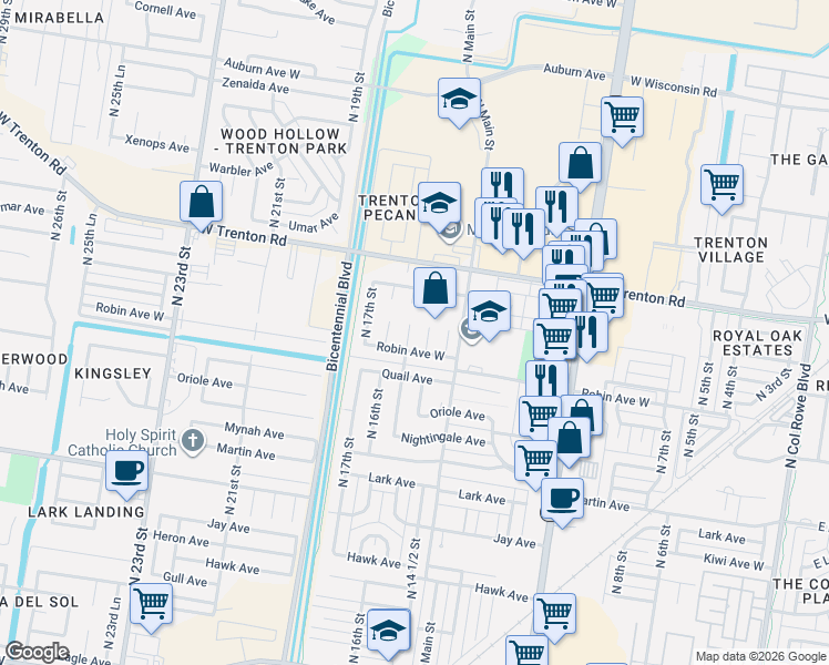 map of restaurants, bars, coffee shops, grocery stores, and more near 7009 North 15th Lane in McAllen