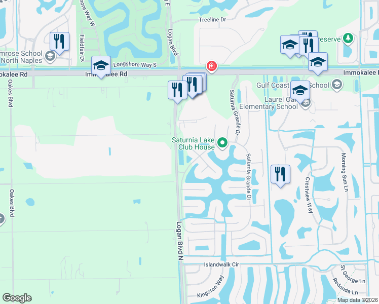 map of restaurants, bars, coffee shops, grocery stores, and more near 1385 Areca Cove in Naples