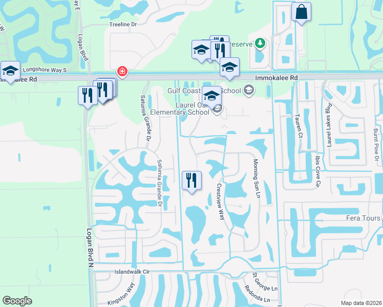 map of restaurants, bars, coffee shops, grocery stores, and more near 2256 Heritage Greens Drive in Naples