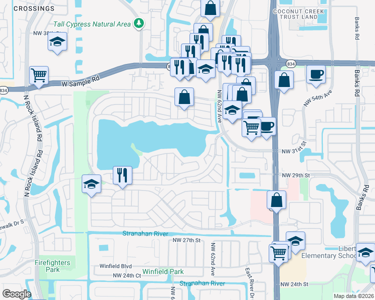 map of restaurants, bars, coffee shops, grocery stores, and more near in Pompano Beach