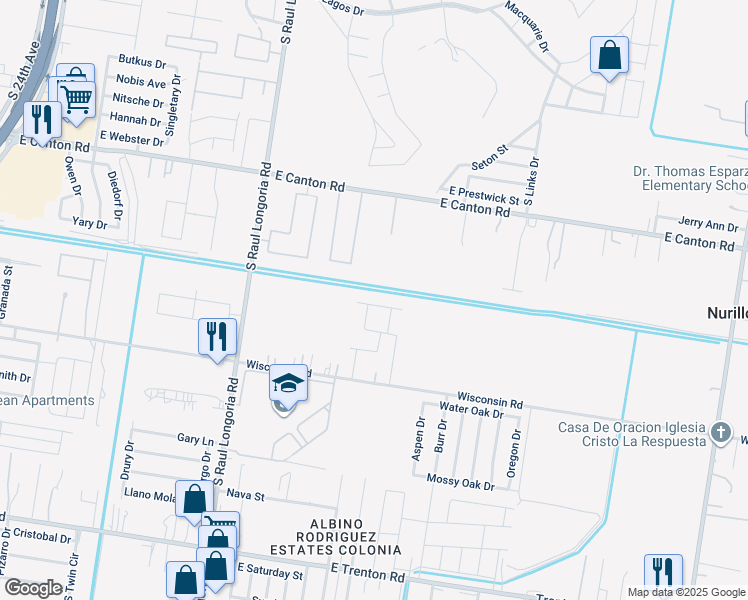 map of restaurants, bars, coffee shops, grocery stores, and more near 2905 Linda Vista Street in Edinburg