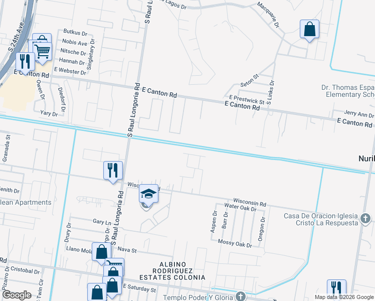 map of restaurants, bars, coffee shops, grocery stores, and more near 2905 Vista Linda St in Edinburg