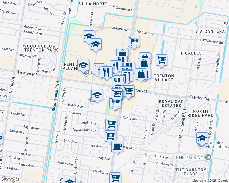 map of restaurants, bars, coffee shops, grocery stores, and more near 7118 North 11th Lane in McAllen