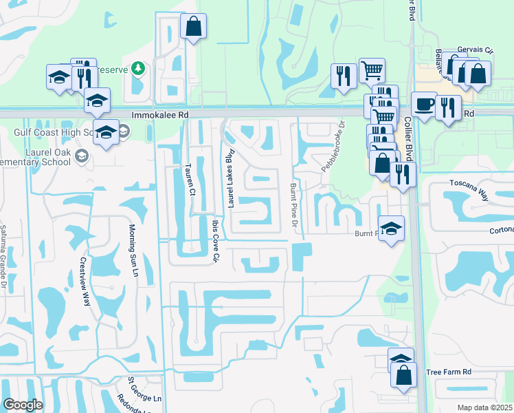map of restaurants, bars, coffee shops, grocery stores, and more near 8503 Laurel Lakes Cove in Naples
