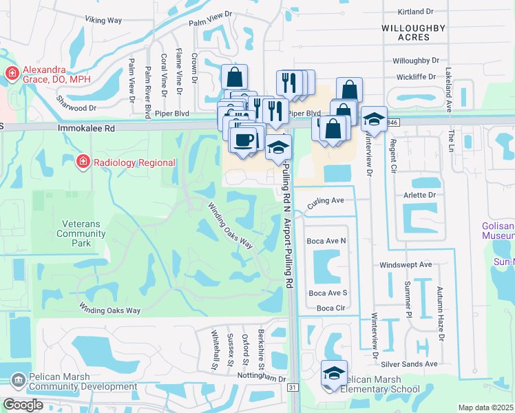 map of restaurants, bars, coffee shops, grocery stores, and more near 2347-2355 Carrington Court in Naples