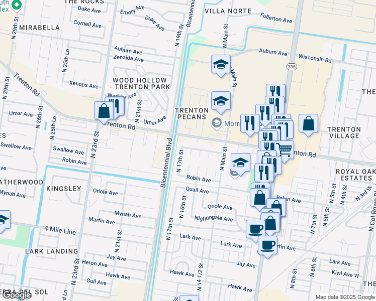 map of restaurants, bars, coffee shops, grocery stores, and more near 7113 North 16th Street in McAllen