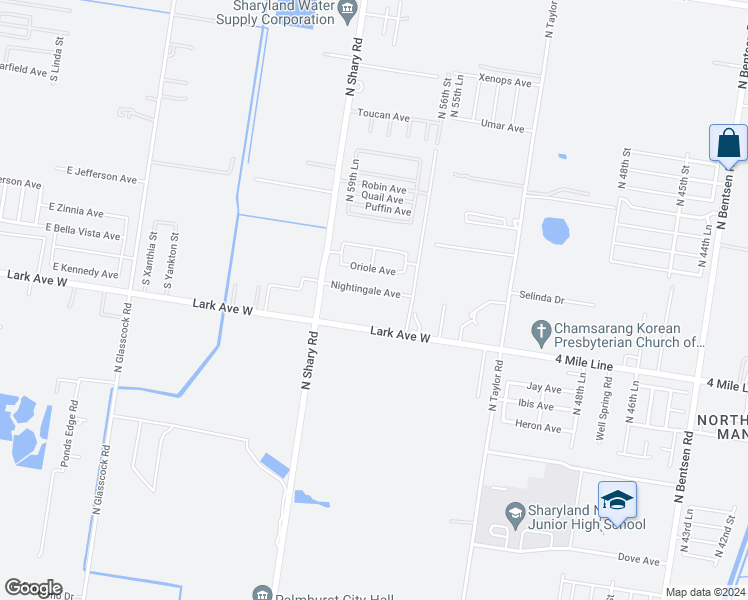map of restaurants, bars, coffee shops, grocery stores, and more near 5709 Nightingale in Mission