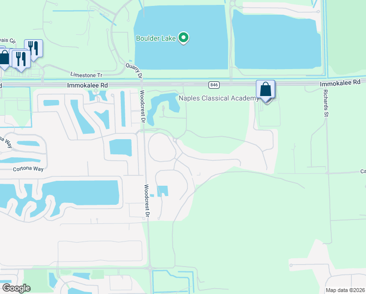 map of restaurants, bars, coffee shops, grocery stores, and more near 2167 Antigua Lane in Naples