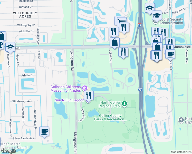 map of restaurants, bars, coffee shops, grocery stores, and more near 15209 Butler Lake Drive in Naples