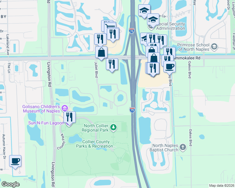 map of restaurants, bars, coffee shops, grocery stores, and more near 5576 Jonquil Circle in Naples