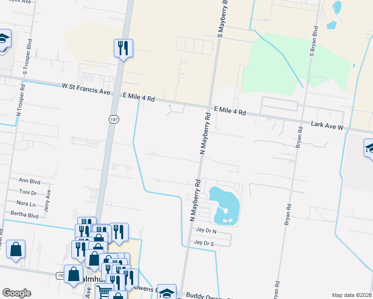 map of restaurants, bars, coffee shops, grocery stores, and more near 705 Tangerine Drive in Mission