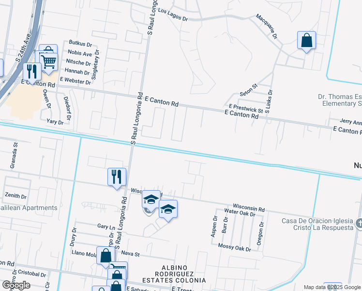 map of restaurants, bars, coffee shops, grocery stores, and more near 2820 Wolverine Street in Edinburg