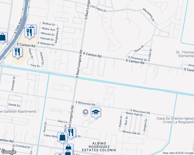 map of restaurants, bars, coffee shops, grocery stores, and more near 2804 Wolverine Street in Edinburg