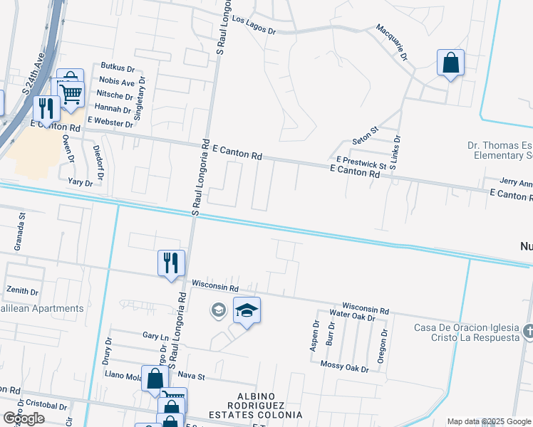 map of restaurants, bars, coffee shops, grocery stores, and more near 2820 Wolverine Street in Edinburg