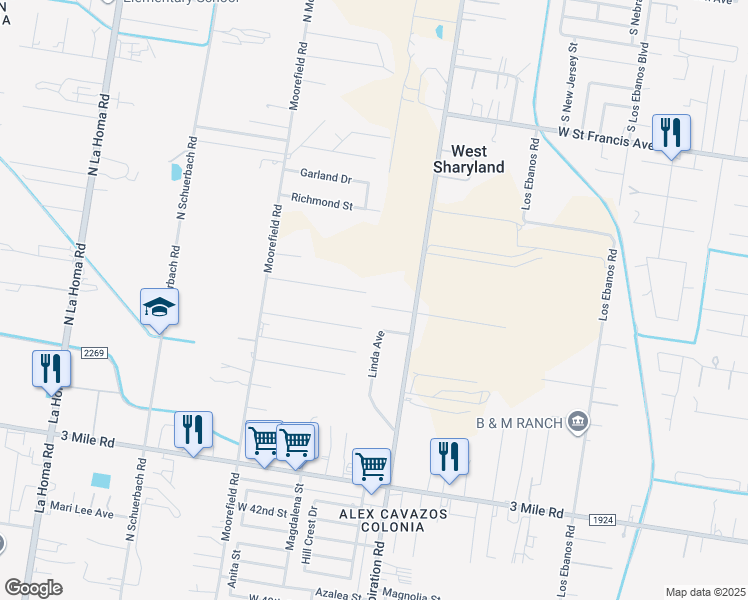 map of restaurants, bars, coffee shops, grocery stores, and more near 2000 Happy Street in Mission