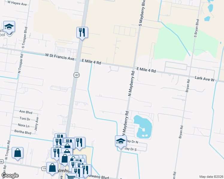 map of restaurants, bars, coffee shops, grocery stores, and more near 607 Tangerine Drive in Mission