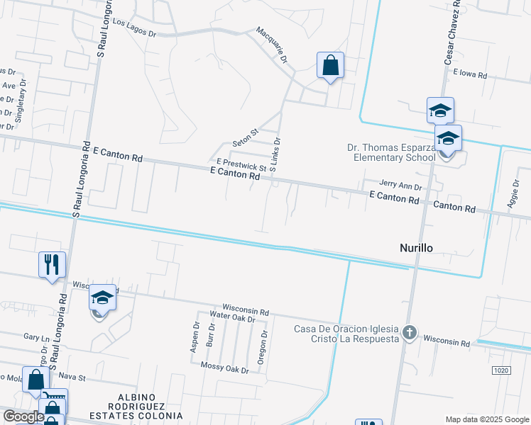 map of restaurants, bars, coffee shops, grocery stores, and more near 3647 East Canton Road in Edinburg