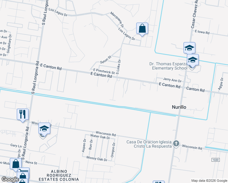 map of restaurants, bars, coffee shops, grocery stores, and more near 3648 East Canton Road in Edinburg