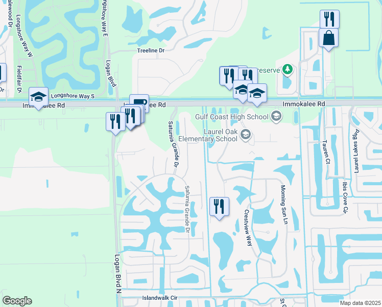 map of restaurants, bars, coffee shops, grocery stores, and more near 2366 Butterfly Palm Drive in Naples