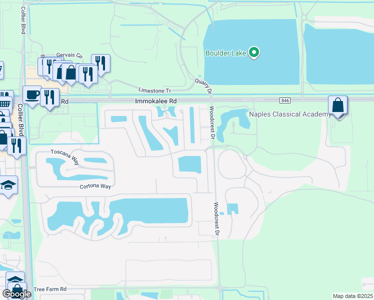 map of restaurants, bars, coffee shops, grocery stores, and more near 9337 Glenforest Drive in Naples