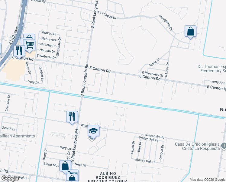 map of restaurants, bars, coffee shops, grocery stores, and more near 3109 Javalina Avenue in Edinburg