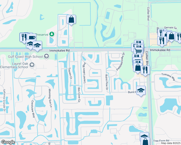 map of restaurants, bars, coffee shops, grocery stores, and more near 8258 Laurel Lakes Way in Naples