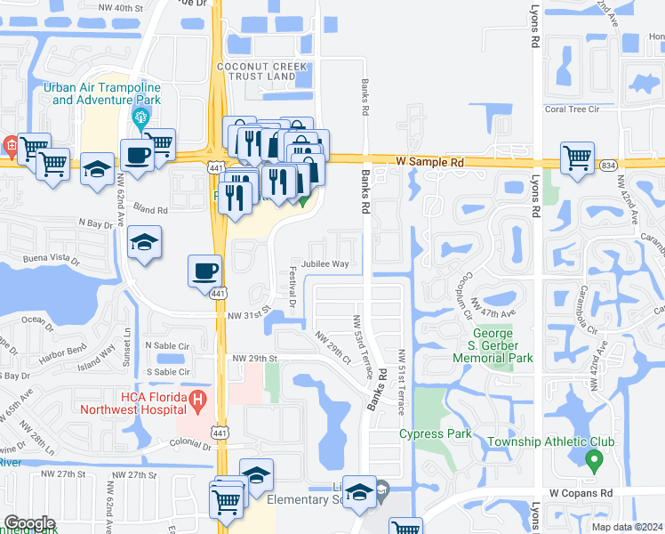 map of restaurants, bars, coffee shops, grocery stores, and more near 184 Jubilee Way in Margate