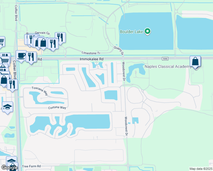 map of restaurants, bars, coffee shops, grocery stores, and more near 9337 Glenforest Drive in Naples
